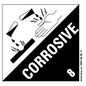 Corrosive 8 Large warning label